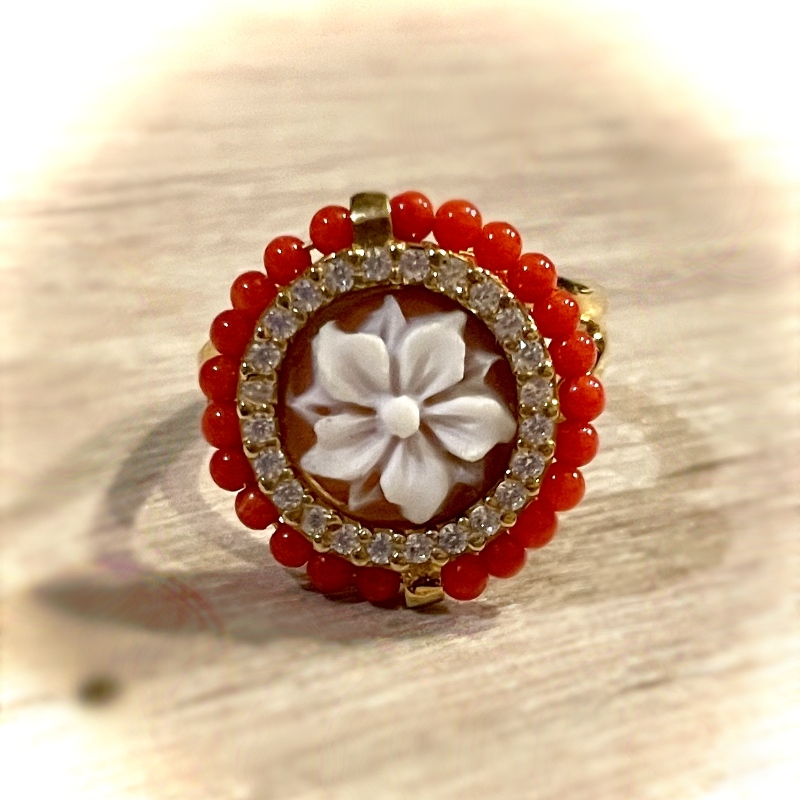 bague camee corail