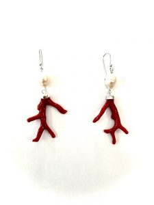 boucles oreilles branche corail suspendue