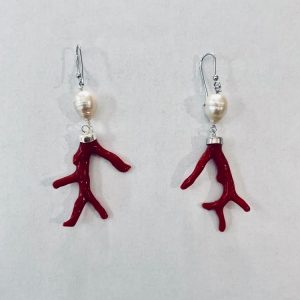 boucles oreilles branche corail suspendue