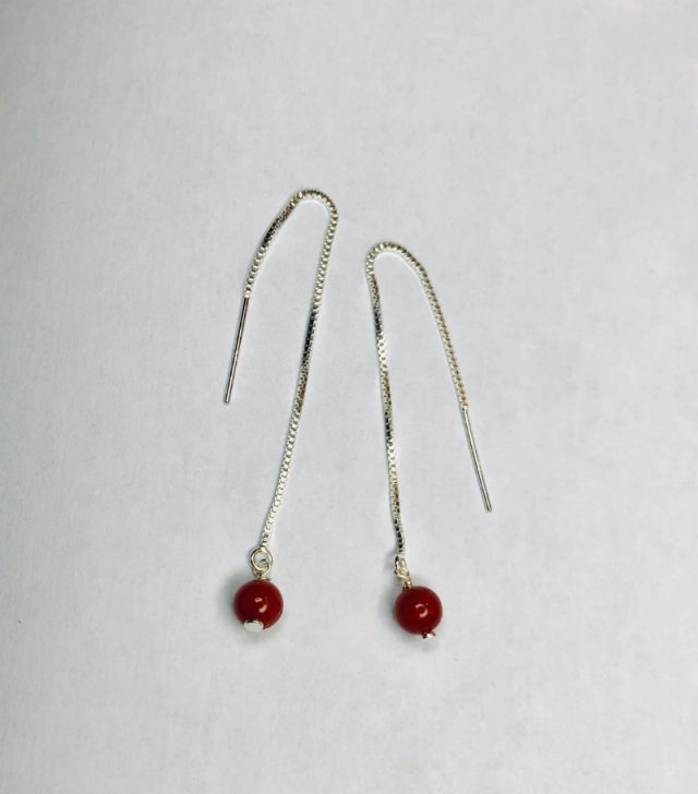 boucles d'oreilles boho chic perles 5mm sur chaine traversante