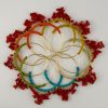 Boucles d'oreilles créoles gold-filled et corail rouge, tressage file de jade bleu