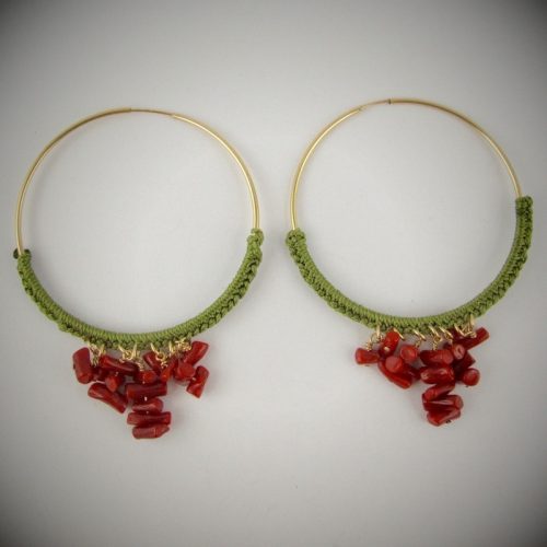 Boucles d'oreilles PENELOPE bicolore [rouge et corail] - De pixels