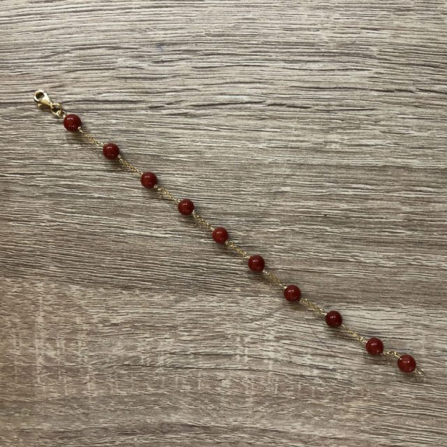 bracelet corail rouge 6 mm et or 18kts