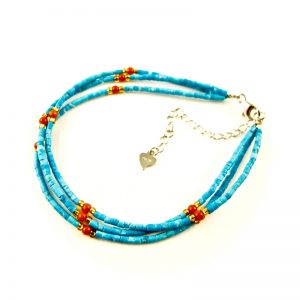 bracelet lhassa corail et turquoise