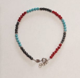 bracelet talisman corail rouge turquoise hematite