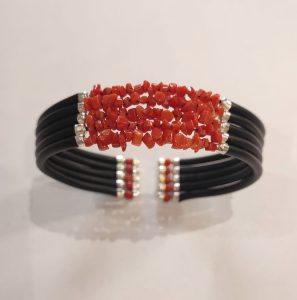 bracelet memoire 5 rangs corail rouge cuppo