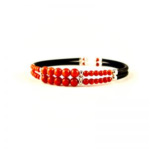 bracelet double rang perles corail rouge