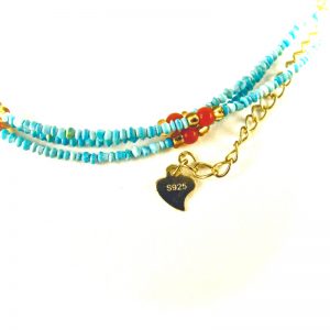 bracelet lhassa corail et turquoise