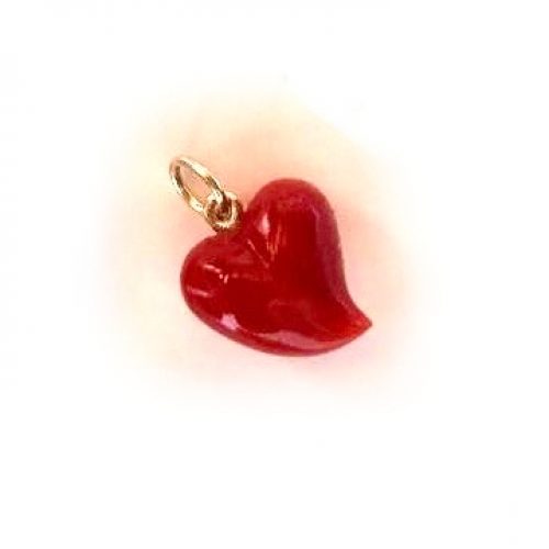 pendentif coeur rouge corail