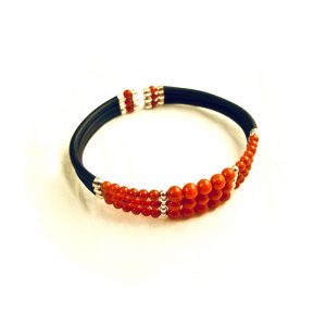 bracelet triple rangs perles corail rouge