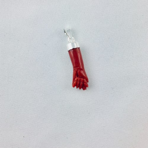 main en corail rouge de Bonifacio, pendentif et bélière argent
