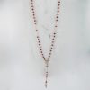 collier chapelet en corail rouge de Méditerranée et argent plaqué or rose