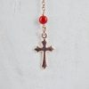 collier chapelet en corail rouge de Méditerranée et argent plaqué or rose
