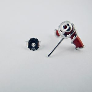 Boucles d'oreilles petite branche  de  véritable corail rouge de Méditerranée, sertie d'argent massif