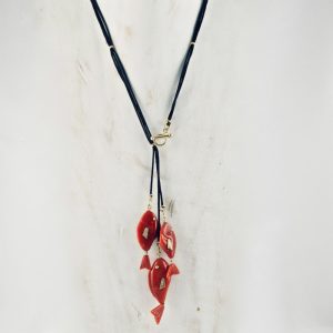 Collier 3 petits poissons rouges suspendus