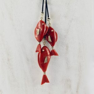 Collier 3 petits poissons rouges suspendus