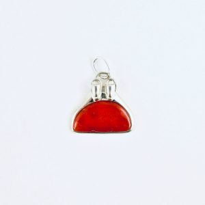 pendentif monopalme corail rouge et argent massif