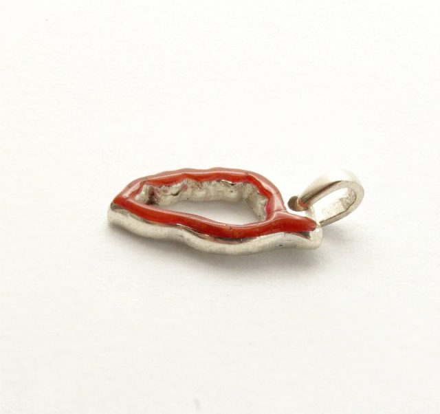 pendentif corse corail rouge et argent