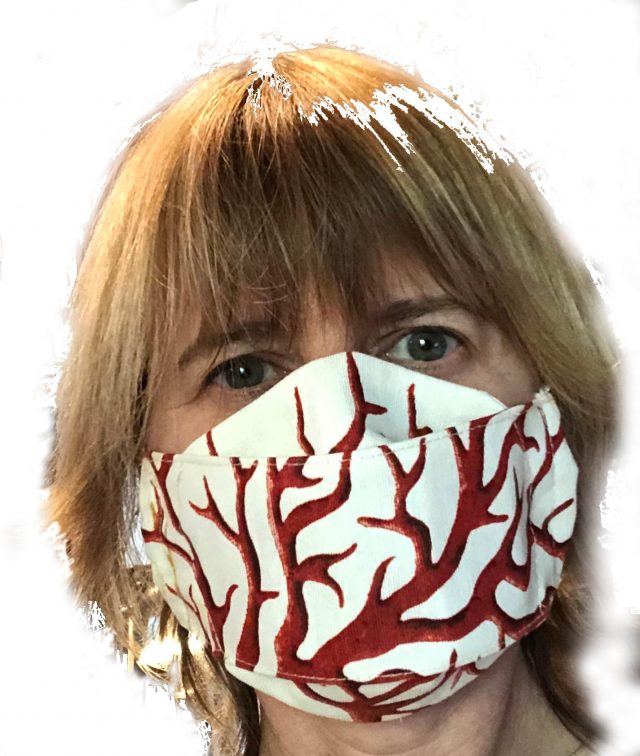 masque tissu barrière réutilisable imprimé corail
