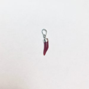 pendentif petite corne en véritable corail rouge de méditerranée, montage argent 925/1000