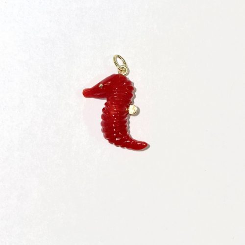 pendentif hippocampe corail et or 750